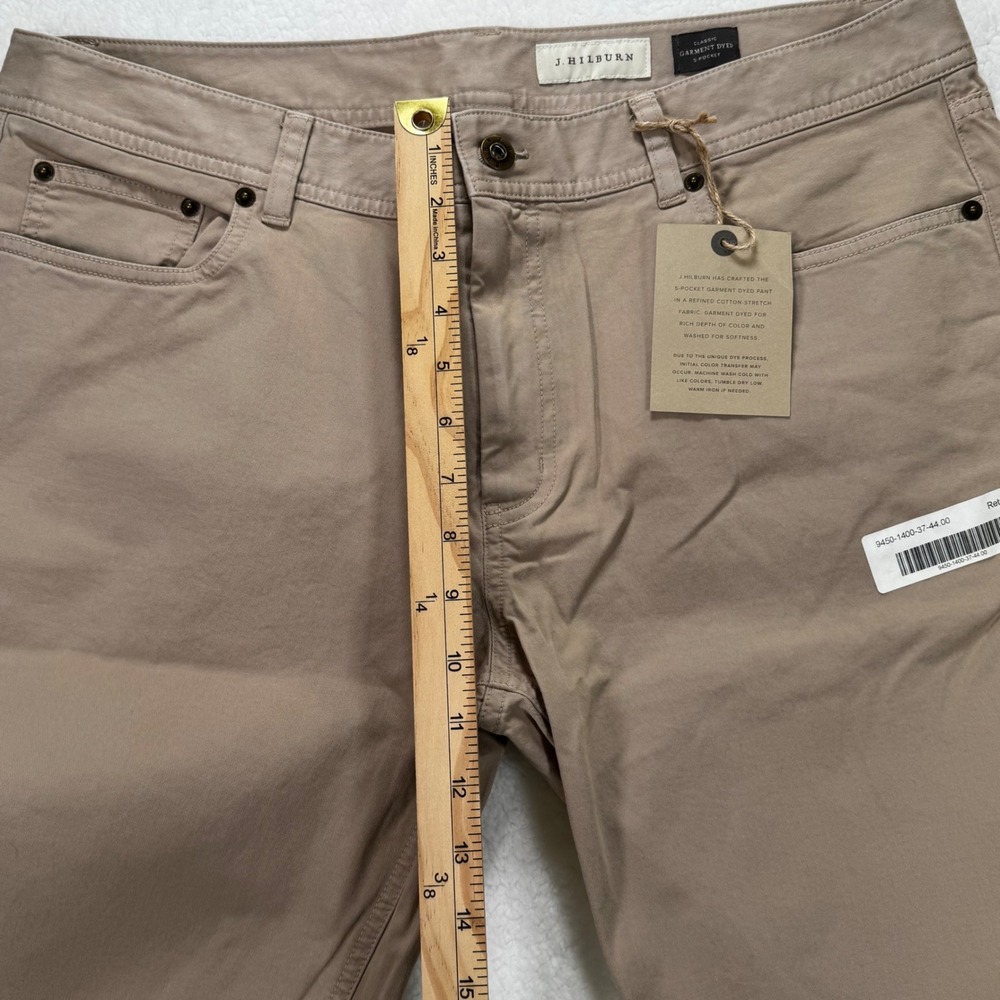 J. Hilburn Mens 5-Pocket Garment Dyed Pants Tan Cotton Stretch Size 37x34 NEW - Picture 6 of 9